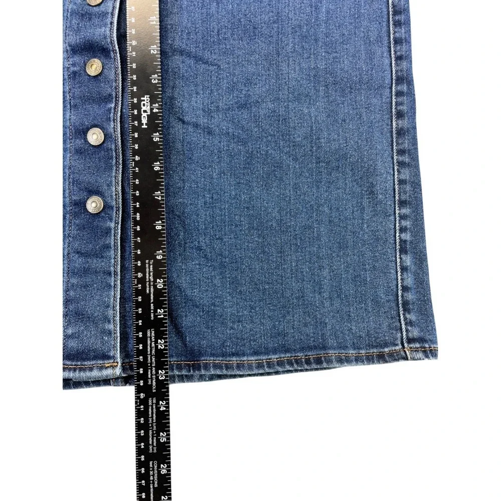 Levi Strauss Denim Skirt Women Size 32 Blue Snap Button Front Mini Skirt‎